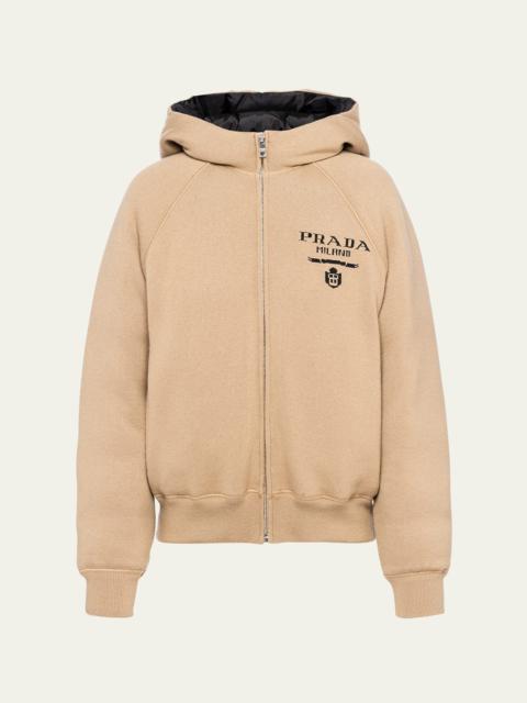 Prada Cashmere Hooded Sweatshirt with Logo Detail