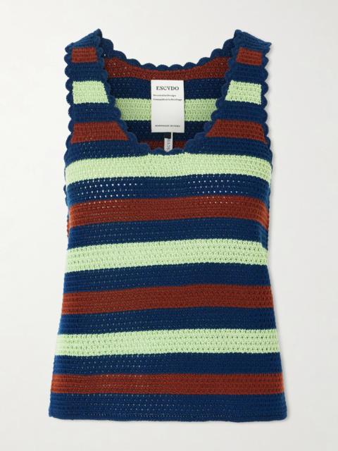 ESCVDO Santos Striped Crocheted Cotton Tank