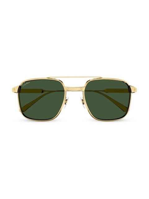 Cartier Men's Santos Light 54MM Square Sunglasses - Gold Green