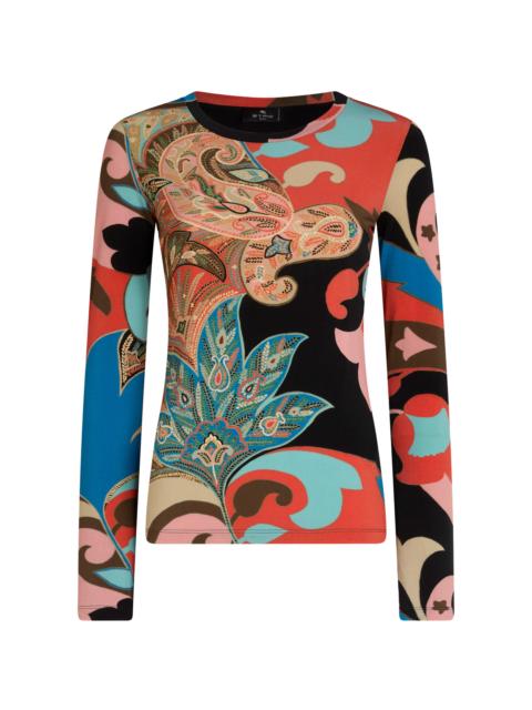 Etro Printed Jersey Top multi
