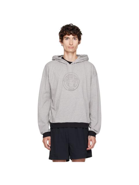VERSACE Gray Printed Cotton-Jersey Hoodie