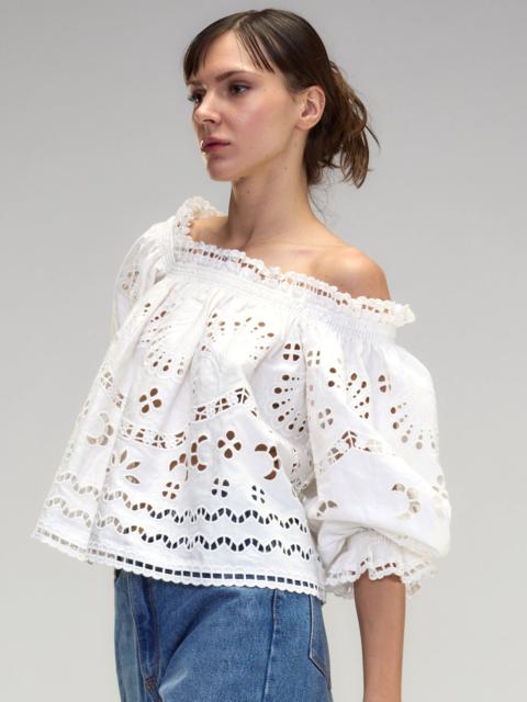 CYNTHIA ROWLEY Eva Embroidered Linen Blouse