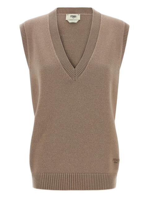 FENDI V-neck cashmere tank top