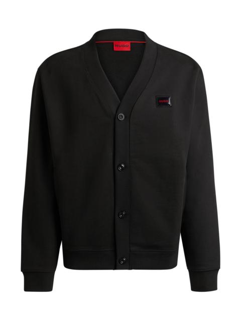 HUGO COTTON-TERRY RELAXED-FIT CARDIGAN WITH JELLY LOGO