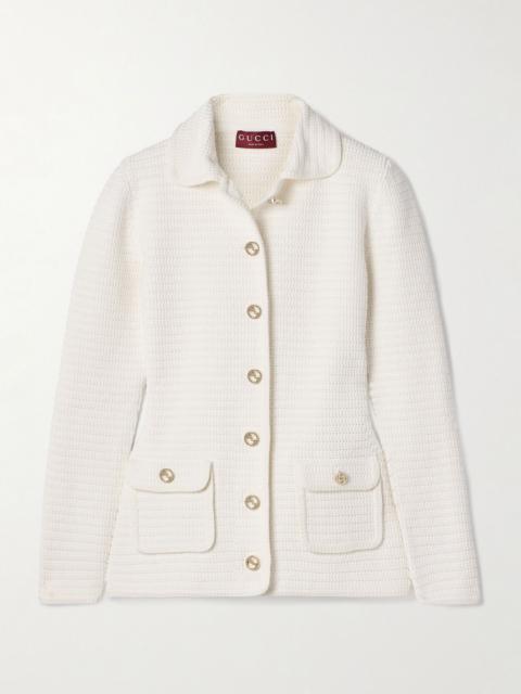 GUCCI Cotton-blend cardigan White