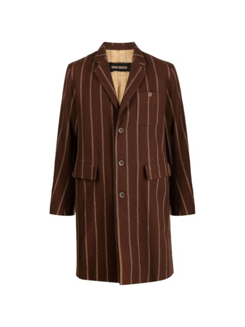 striped single-breasted wool coat