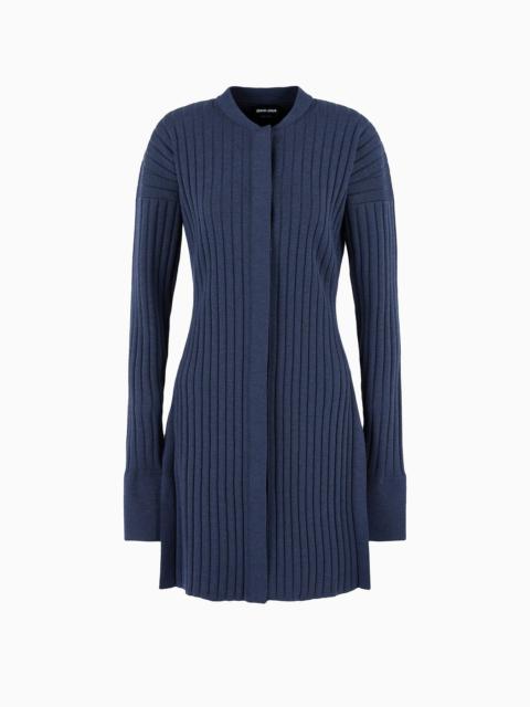 GIORGIO ARMANI Long, ribbed wool cardigan