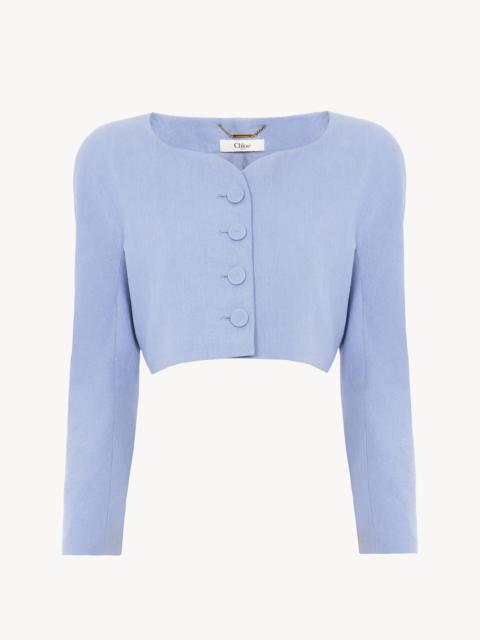 Chloé CROPPED COLLARLESS JACKET IN LINEN CRÊPE