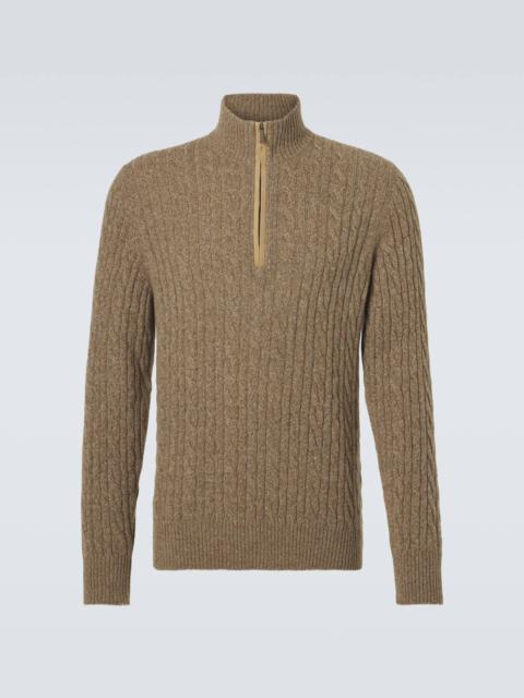 Loro Piana Cable-knit cashmere half-zip sweater