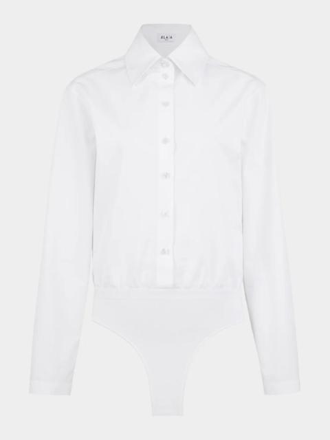 Alaïa Basque Poplin Cotton Bodysuit
