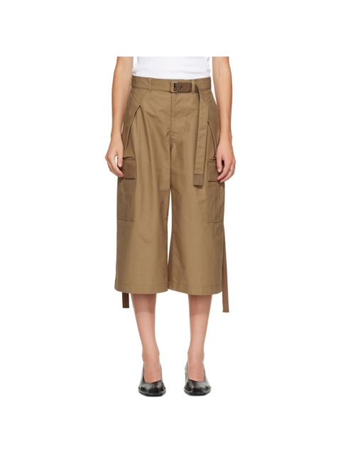 sacai Khaki Cotton Weather Cargo Shorts