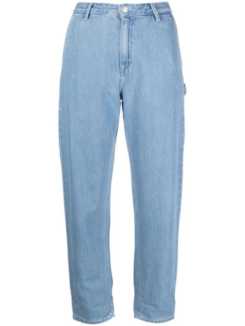 mid-rise tapered-leg jeans