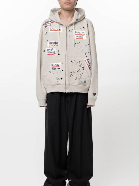 Maison MIHARAYASUHIRO Embellished Sticker Zip-Up Hoodie