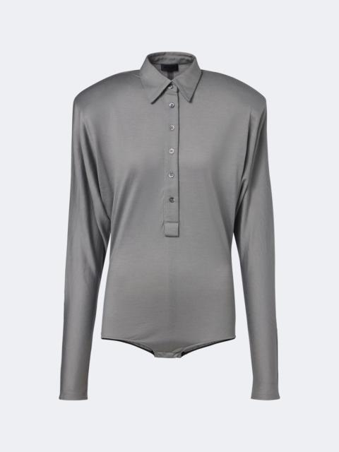 MUGLER Wool-blend jersey polo bodysuit