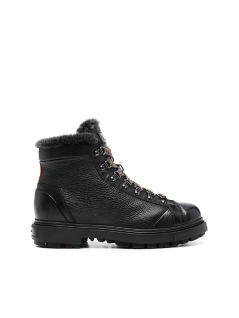 Santoni shearling-trim leather boots