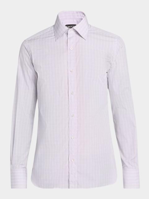 TOM FORD Men's Cotton Poplin Check Slim Fit Dress Shirt