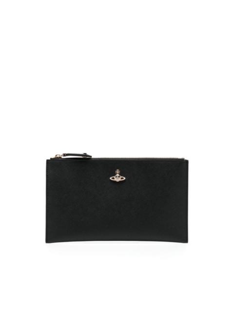 Orb-plaque leather purse