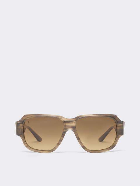 Ferrari Limited-edition sunglasses in green-striped acetate, ‘ ’ by Takiron, with green gradient lenses and