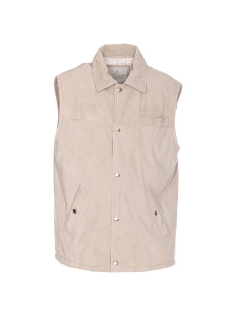 Brunello Cucinelli Leather Sleeveless Jacket "Rope" BRUN1179