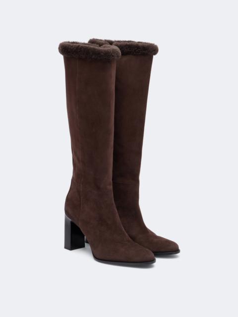 JIMMY CHOO Bibi shearling-trimmed suede knee-high boots