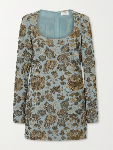 SAINT LAURENT Jardin Brocade Mini Dress