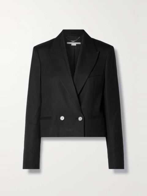 Cropped double-breasted woven blazer