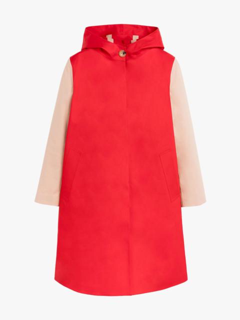Mackintosh WATTEN RED BONDED COTTON COLOUR BLOCK HOODED COAT