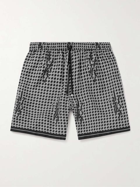 Straight-Leg Logo-Print Silk-Twill Drawstring Shorts