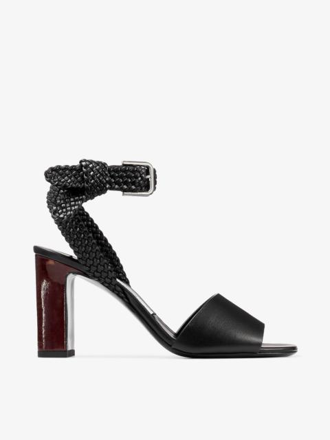 JIMMY CHOO Rori 85
Black Shiny Calf Leather and Shiny Cork Sandals