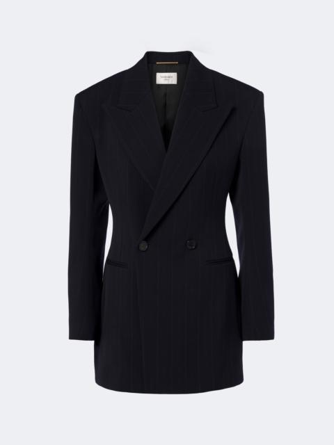 SAINT LAURENT Chalk stripe double-breasted wool blazer