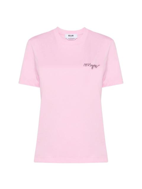 MSGM logo-embroidered cotton T-shirt