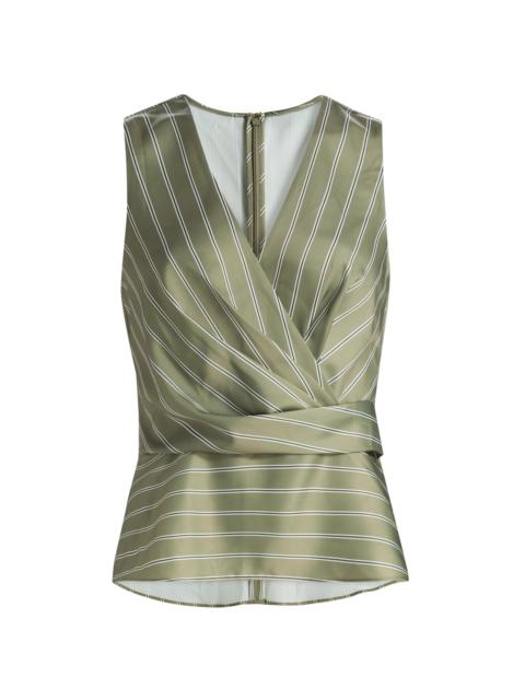 RAMY BROOK Women's Veronika Striped Draped Sleeveless Top - Safari Green Seaside