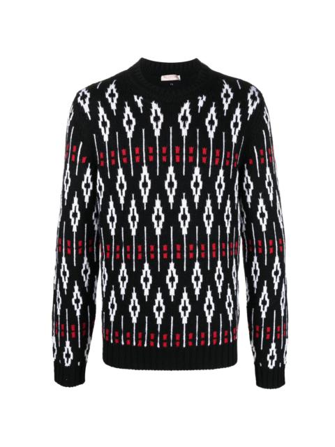 Valentino intarsia-knit ribbed-trim jumper