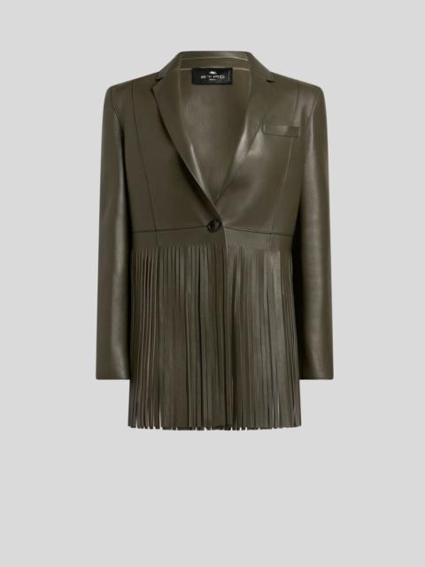 Etro SINGLE-BREASTED LEATHER JACKET WITH FRINGING