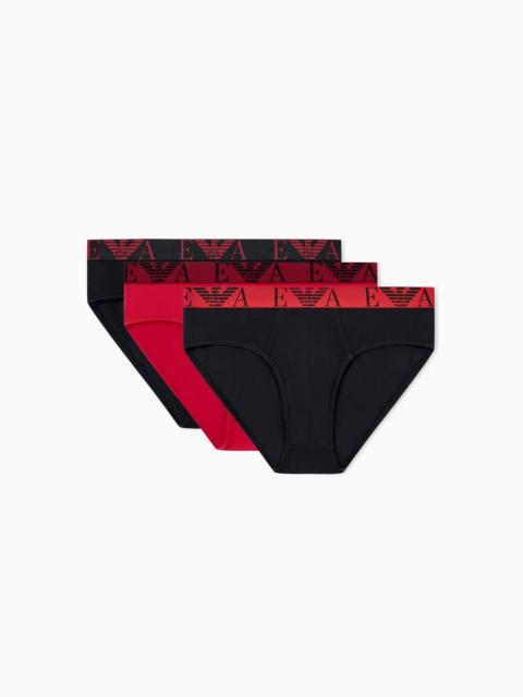 EMPORIO ARMANI THREE-PACK OF JERSEY BRIEFS WITH BOLD MONOGRAM WAISTBAND