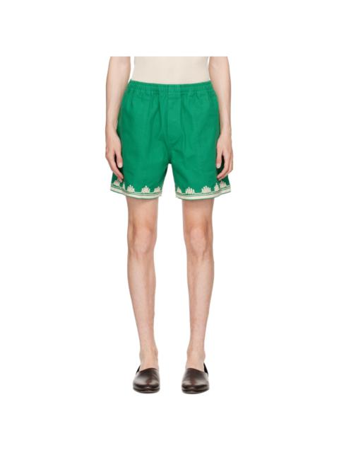 Green Ripple Appliqué Shorts