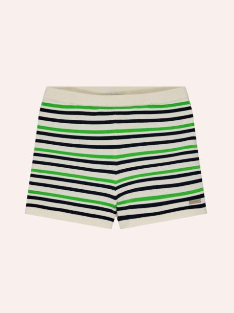 P.E NATION RETREAT KNIT MINI SHORT IN KIWI GREEN STRIPE