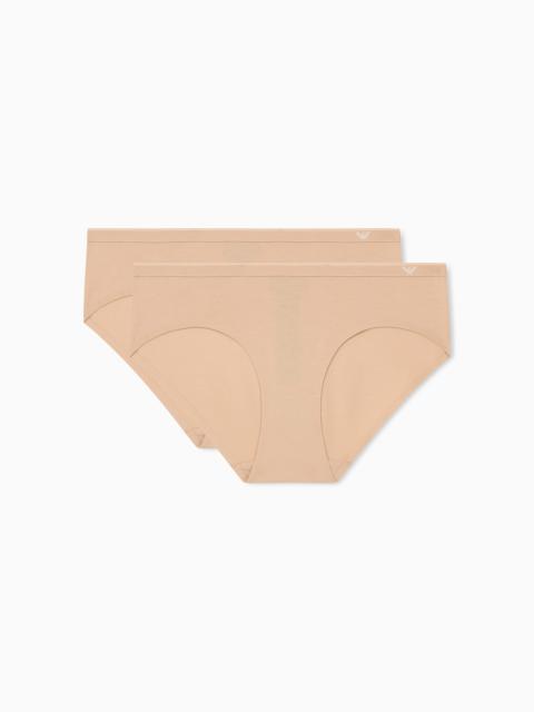 EMPORIO ARMANI 2-PACK OF SEAMLESS COTTON JERSEY BRIEFS WITH LOGO WAISTBAND