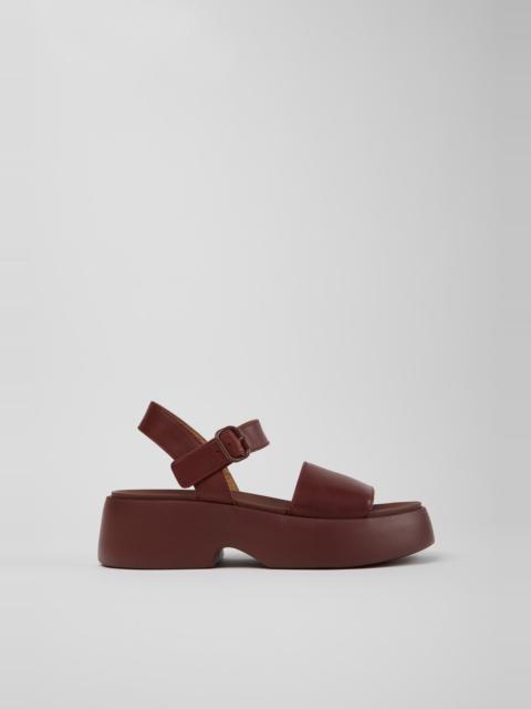 CAMPERLAB Burgundy Leather Sandals for Women.