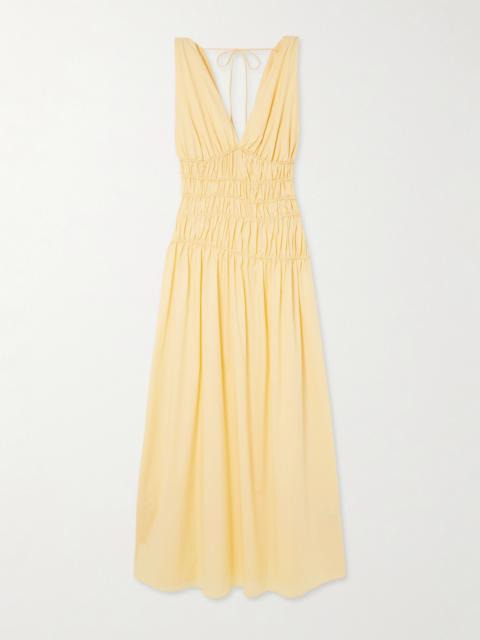 FAITHFULL Saja Tie-detailed Ruched Cotton Maxi Dress