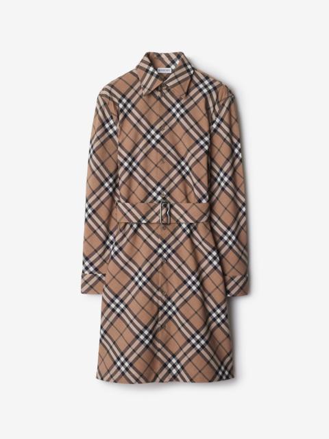 Burberry Check Wool Blend Shirt Dress