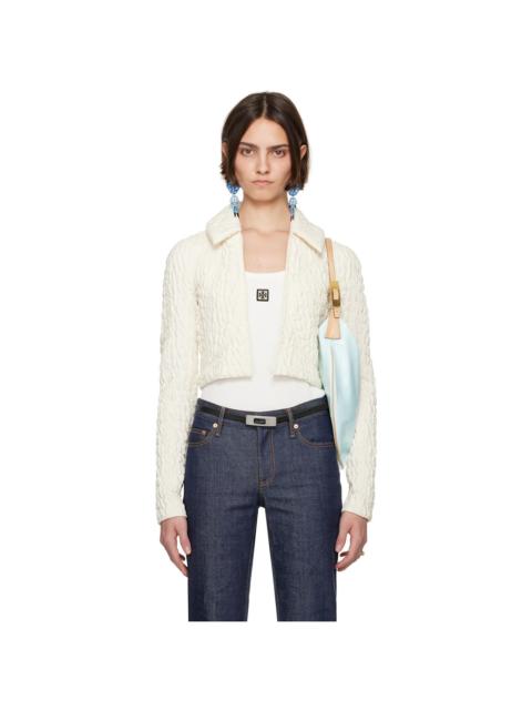 TORY BURCH White Cropped Wool Silk Jacket