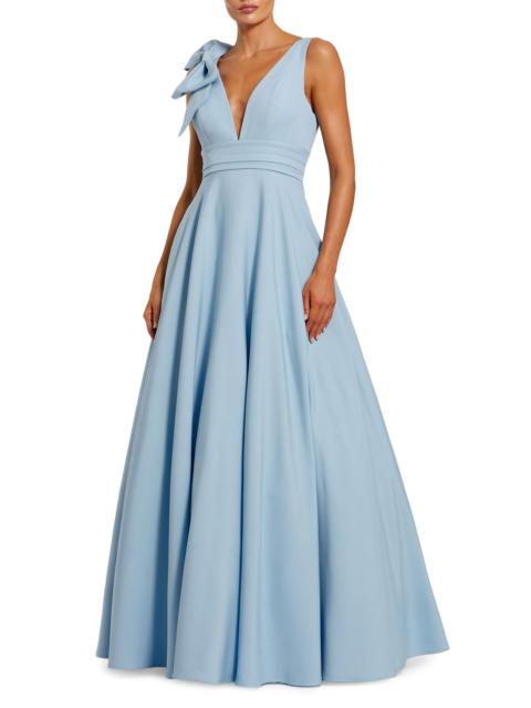 MAC DUGGAL Women's Crepe Sleeveless V-Neck Gown - Powder Blue