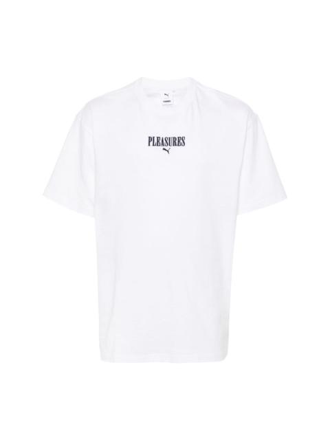 x PLEASURES embroidered-logo T-shirt