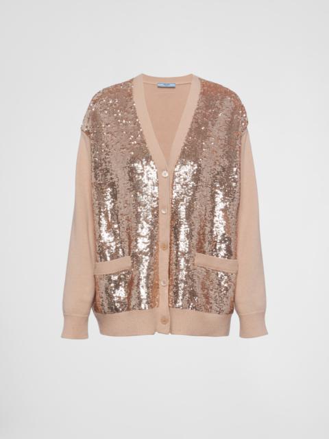 Cashmere and wool cardigan with sequins