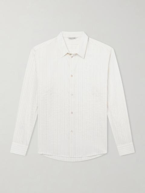 A KIND OF GUISE Fulvio Pinstriped Cotton, Silk and Linen-Blend Shirt