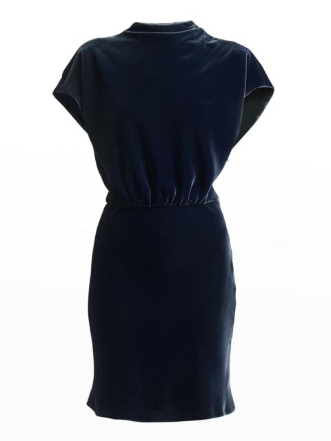 GIORGIO ARMANI Draped Cap-Sleeve Velvet Dress