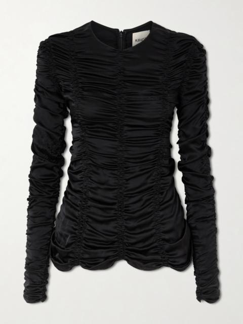 KHAITE Rory Ruched Silk-satin Top