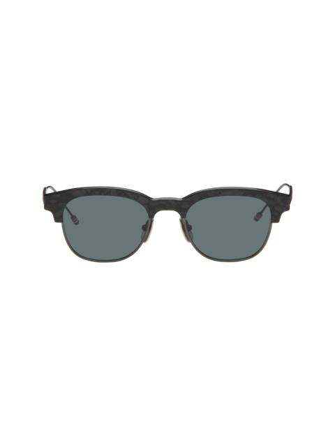 Thom Browne Black Acetate & Titanium Oval Sunglasses