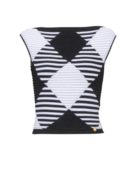 Balmain Cropped top in rolled gingham knit